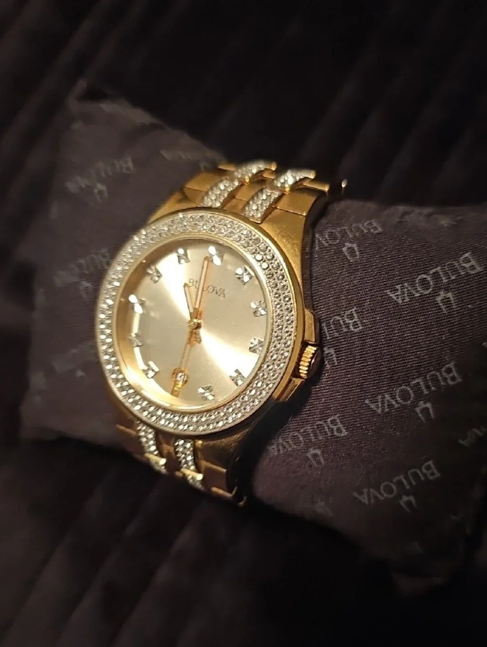 Bulova Men's Gold-Tone Crystal Accent Watch